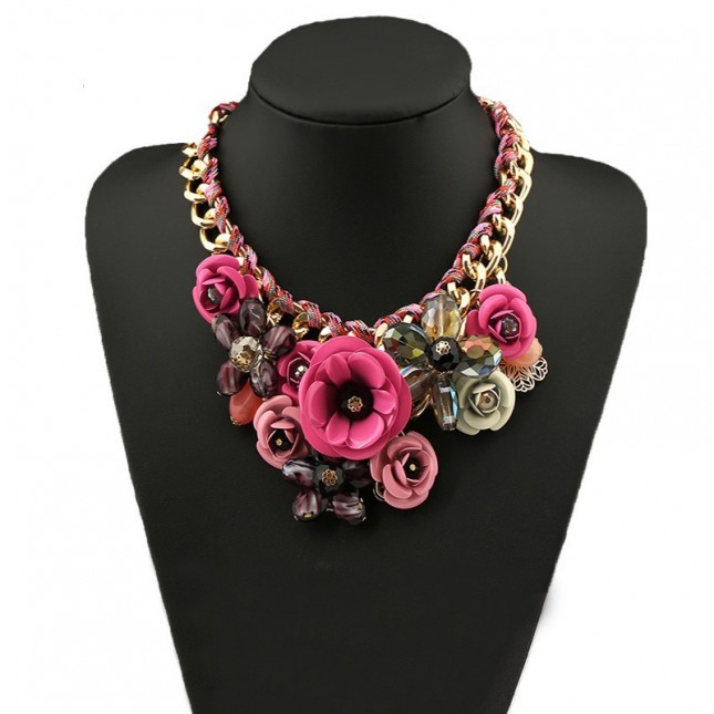 Colorful Flower Statement Necklace