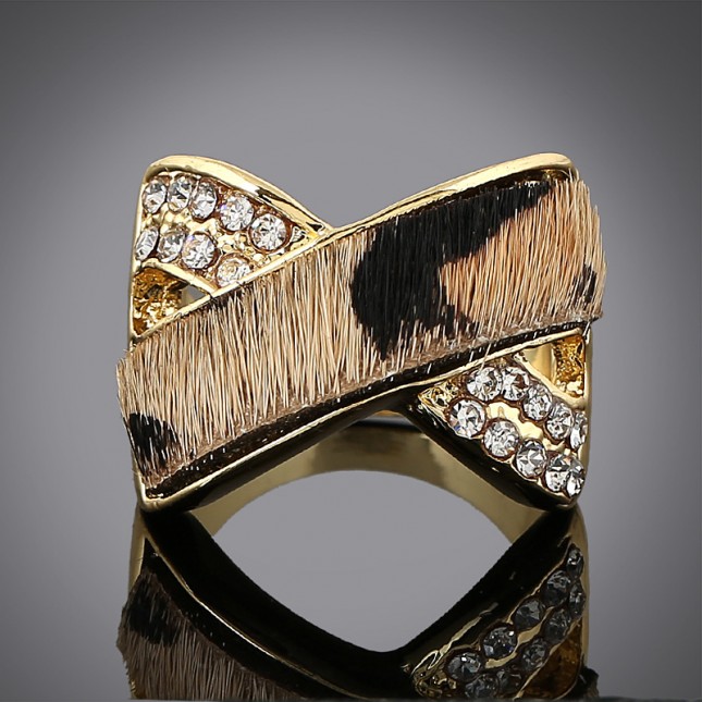Leopard-Print Crossover Statement Ring