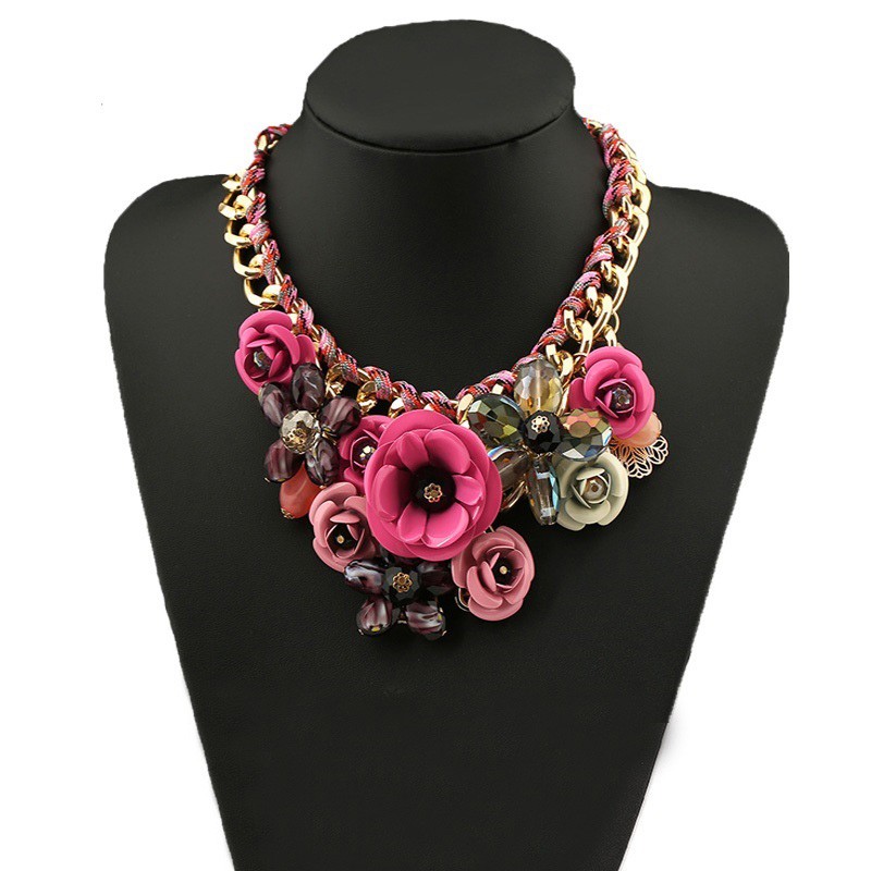 Amazon.com: BELLAWOO Resin Colorful Floral Flower Statement Necklace Resin  Bohemian Chunky Collar Jewelry : Clothing, Shoes & Jewelry