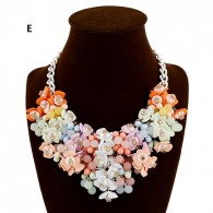 Multicolor Bead Stacked Flower Necklace