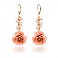 Pink Cute Flower Dangle Earrings