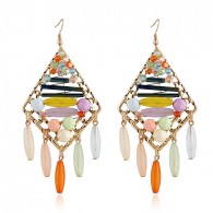 Color Beads Chandelier Earrings e103