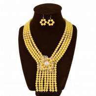 Yellow Boho Beads Statement Necklace Set
