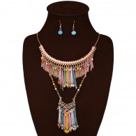 Colorful Bead Boho Necklace Earrings