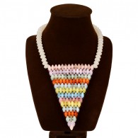Color Beads Long Drop Necklace n106