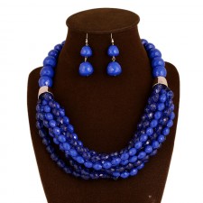 Blue Beaded Statement Jewelry Set