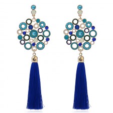 Blue Long Tassels Earrings e051