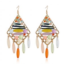 Color Beads Chandelier Earrings e103