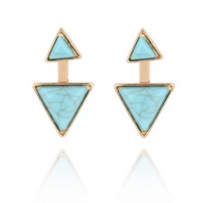 Blue Gems Triangle Statement Earrings e132