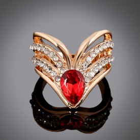 Red Champagne Gemstone Cocktail Ring r012
