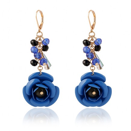 Blue Cute Flower Dangle Earrings