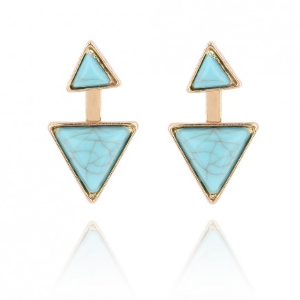 Blue Gems Triangle Statement Earrings e132