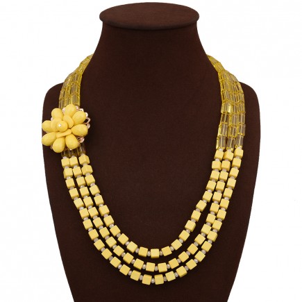 Yellow Layered Colorful Bead Jewelry Set