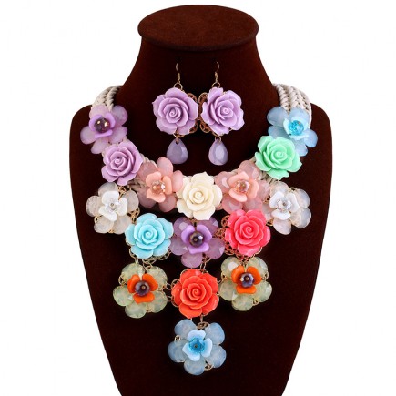 Colorful Flower Jewelry Sets N015