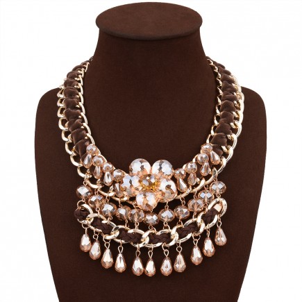 Brown Crystal Costume Necklace