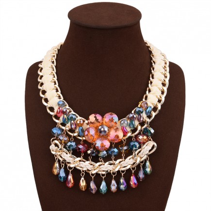 Multicolor Crystal Costume Necklace