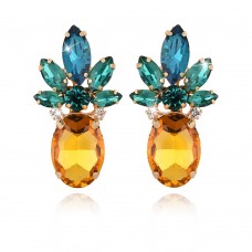 Yellow Blue Pineapple Earrings e029