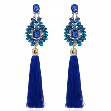 Blue Long Cluster Tassels Earrings e030